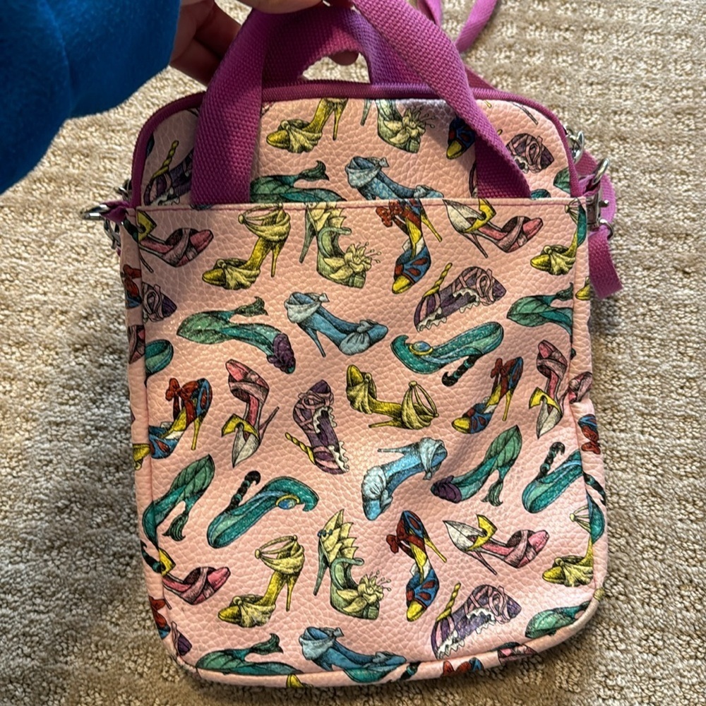Disney Princess High Heel Print Crossbody Bag Pink Mini Tote Purse Adjustable - Picture 5 of 10